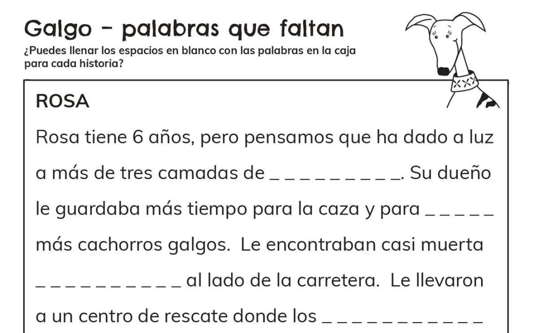 Actividad de palabras que faltan